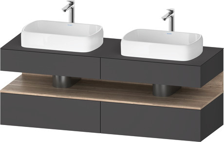 Console wastafelonderbouw hangend, QA4779055490000 front: Grafiet Mat, Decor, corpus: Grafiet Mat, Decor, console: Grafiet Mat, Lak, Nis: Gemarmerd eikenhout Mat, Decor