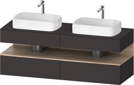 Console wastafelonderbouw hangend, QA4779055800000 front: Grafiet Supermat, Decor, corpus: Grafiet Supermat, Decor, console: Grafiet Supermat, Lak, Nis: Gemarmerd eikenhout Mat, Decor