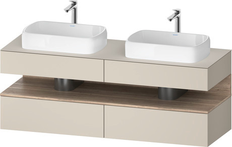 Console wastafelonderbouw hangend, QA4779055830000 front: Taupe Supermat, Decor, corpus: Taupe Supermat, Decor, console: Taupe Supermat, Lak, Nis: Gemarmerd eikenhout Mat, Decor