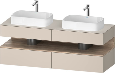 Console wastafelonderbouw hangend, QA4779055910000 front: Taupe Mat, Decor, corpus: Taupe Mat, Decor, console: Taupe Mat, Lak, Nis: Gemarmerd eikenhout Mat, Decor
