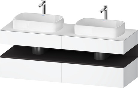 Console wastafelonderbouw hangend, QA4779080180000 front: Wit Mat, Decor, corpus: Wit Mat, Decor, console: Wit Mat, Lak, Nis: Grafiet Supermat, Decor