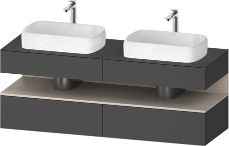 Console wastafelonderbouw hangend, QA4779091490000 front: Grafiet Mat, Decor, corpus: Grafiet Mat, Decor, console: Grafiet Mat, Lak, Nis: Taupe Mat, Decor