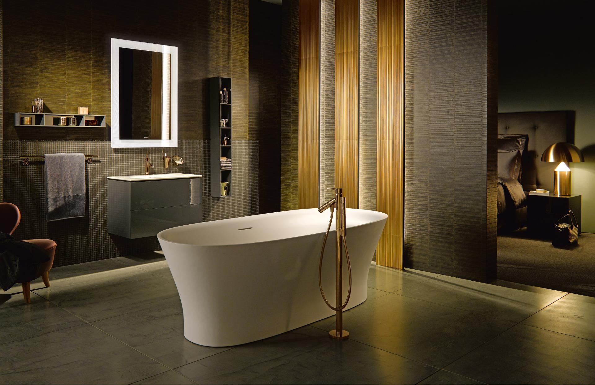 freestanding Me by Starck bathtub in elegant bathroom
