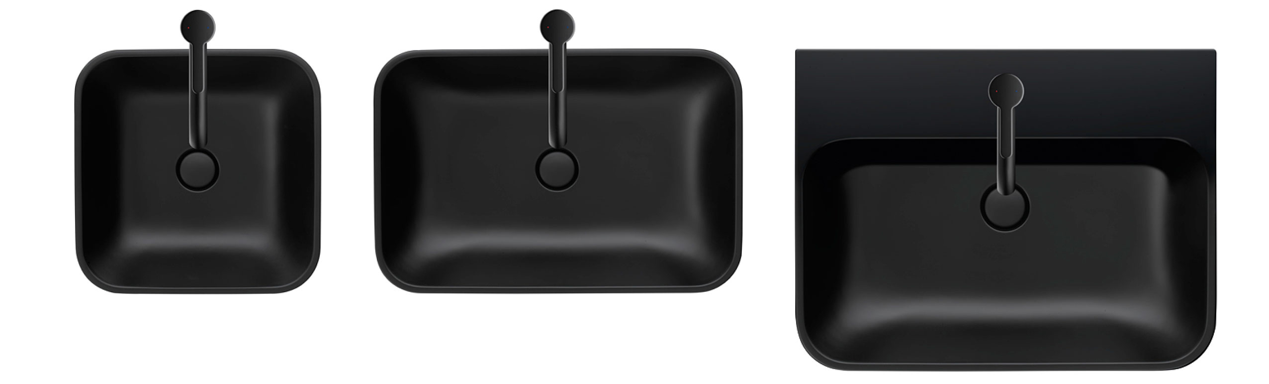 Different shapes of Happy D.2 Plus washbowls
