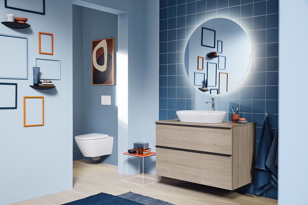 Modern bathroom with dneo washbasin cabinet