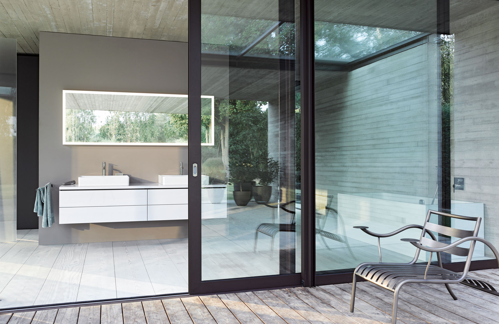 Large washbasin with L-Cube bathroom furniture