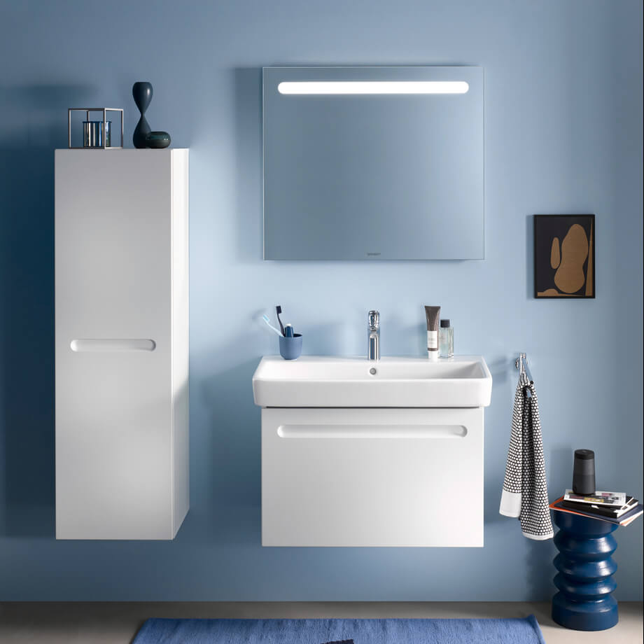 White Duravit No.1 washbasin with vanity cabinet
