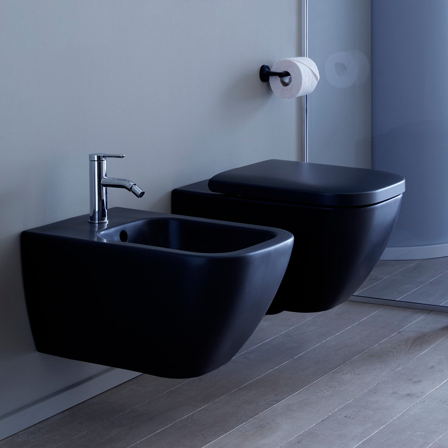 Black Happy D.2 wall toilet with bidet
