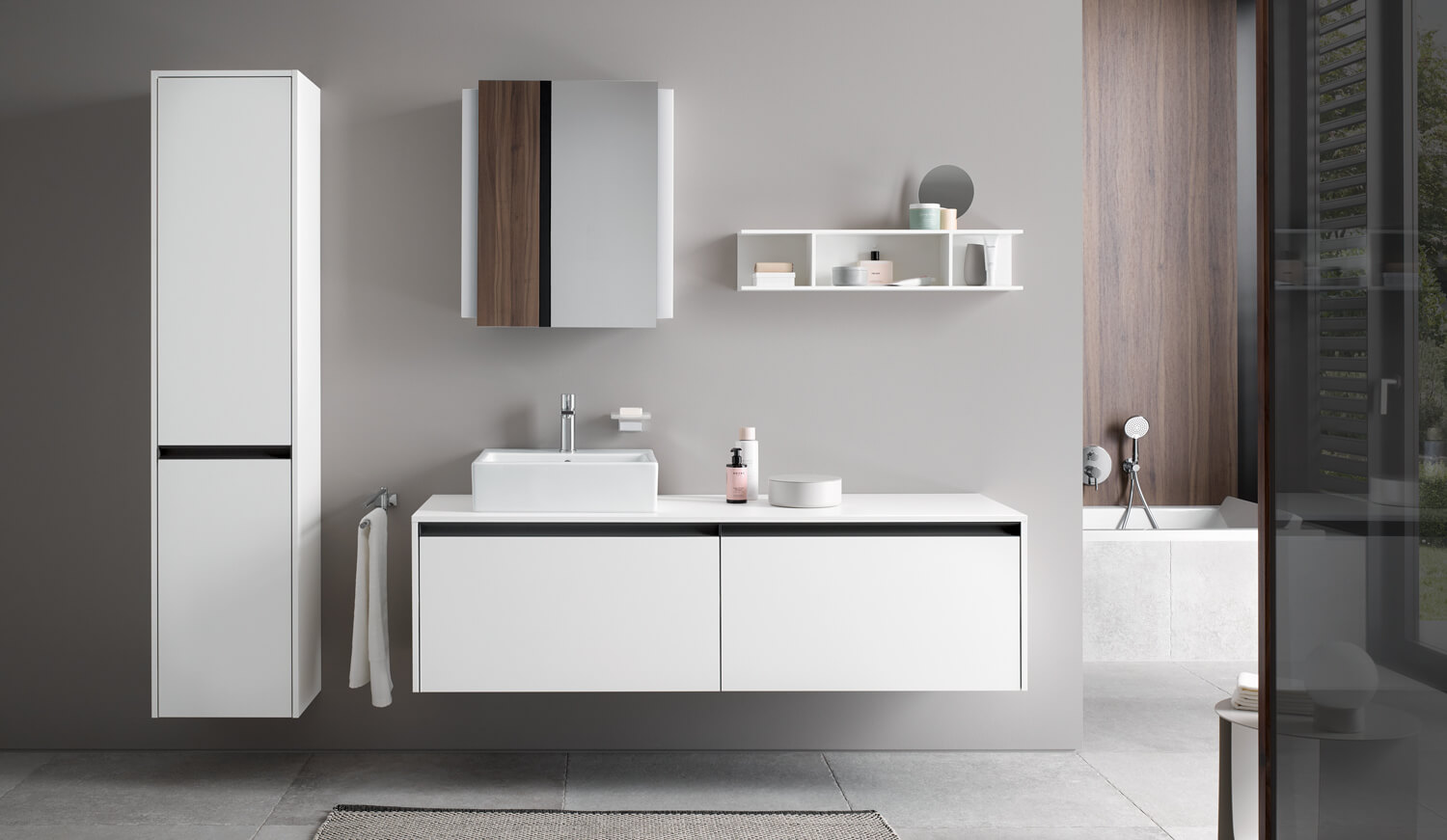 Modern bathroom with Ketho.2 washbasin cabinet