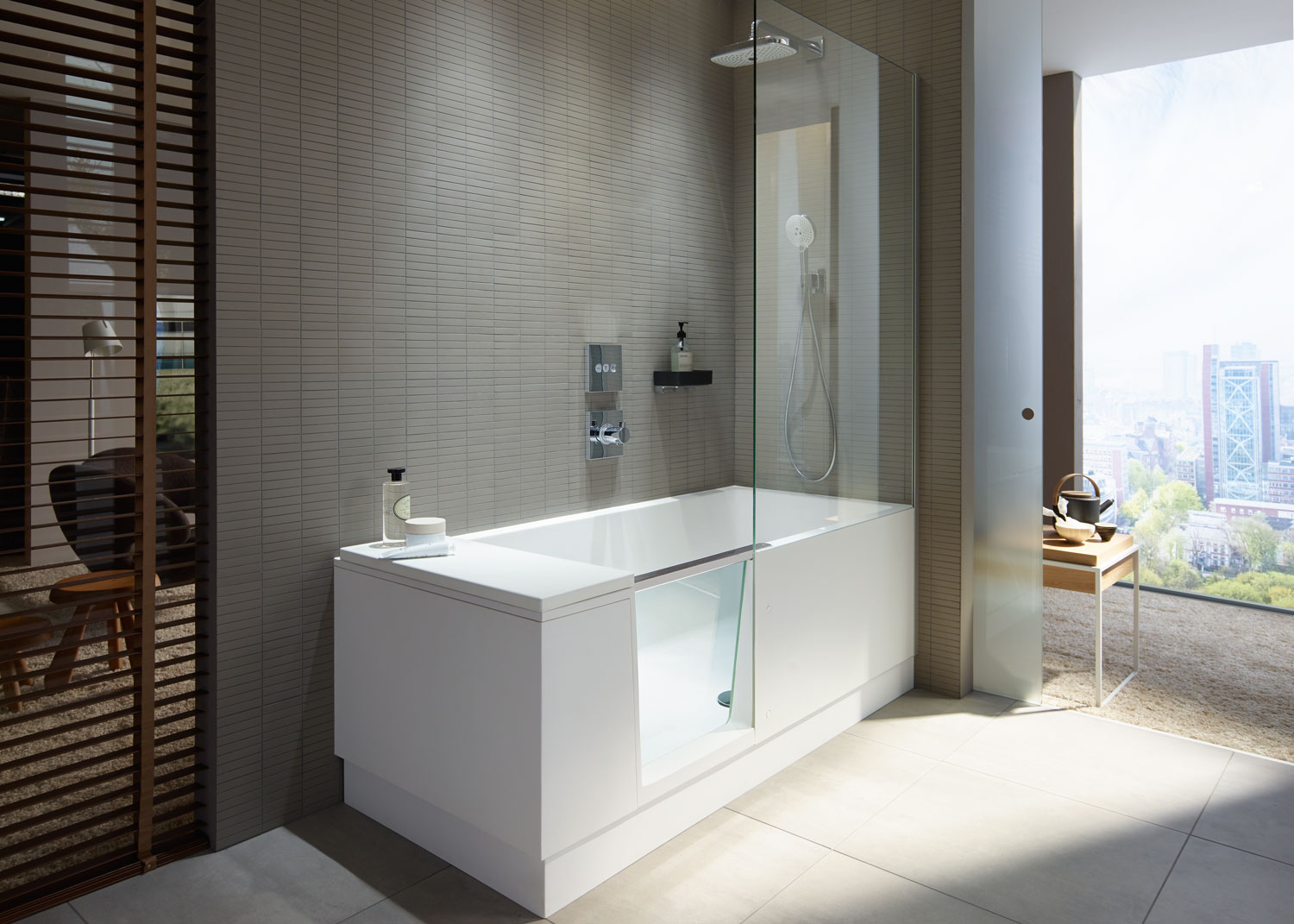 Small bathroom with Shower + Bath bathtub
