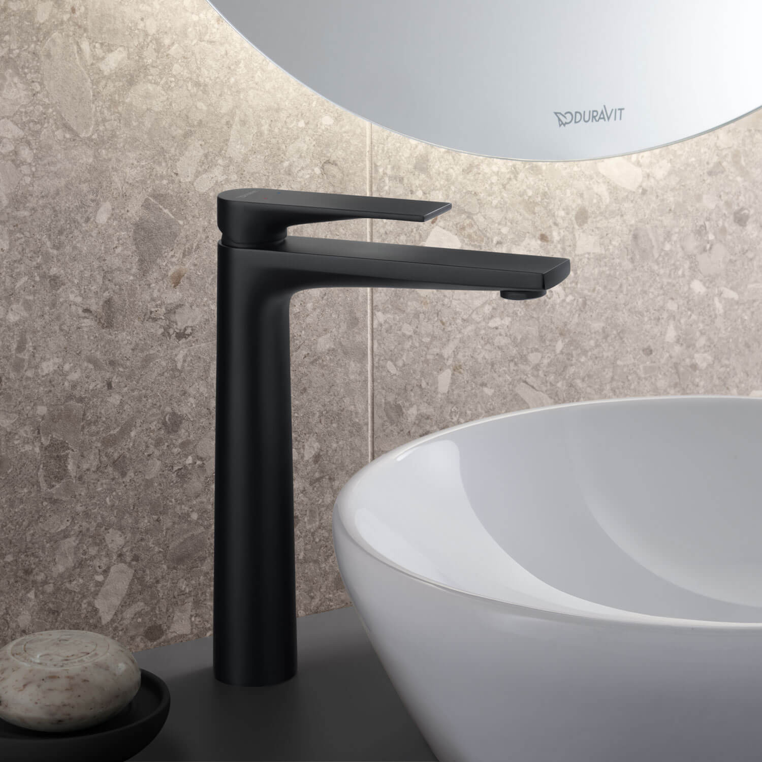 Black XL Tulum faucet with countertop basin
