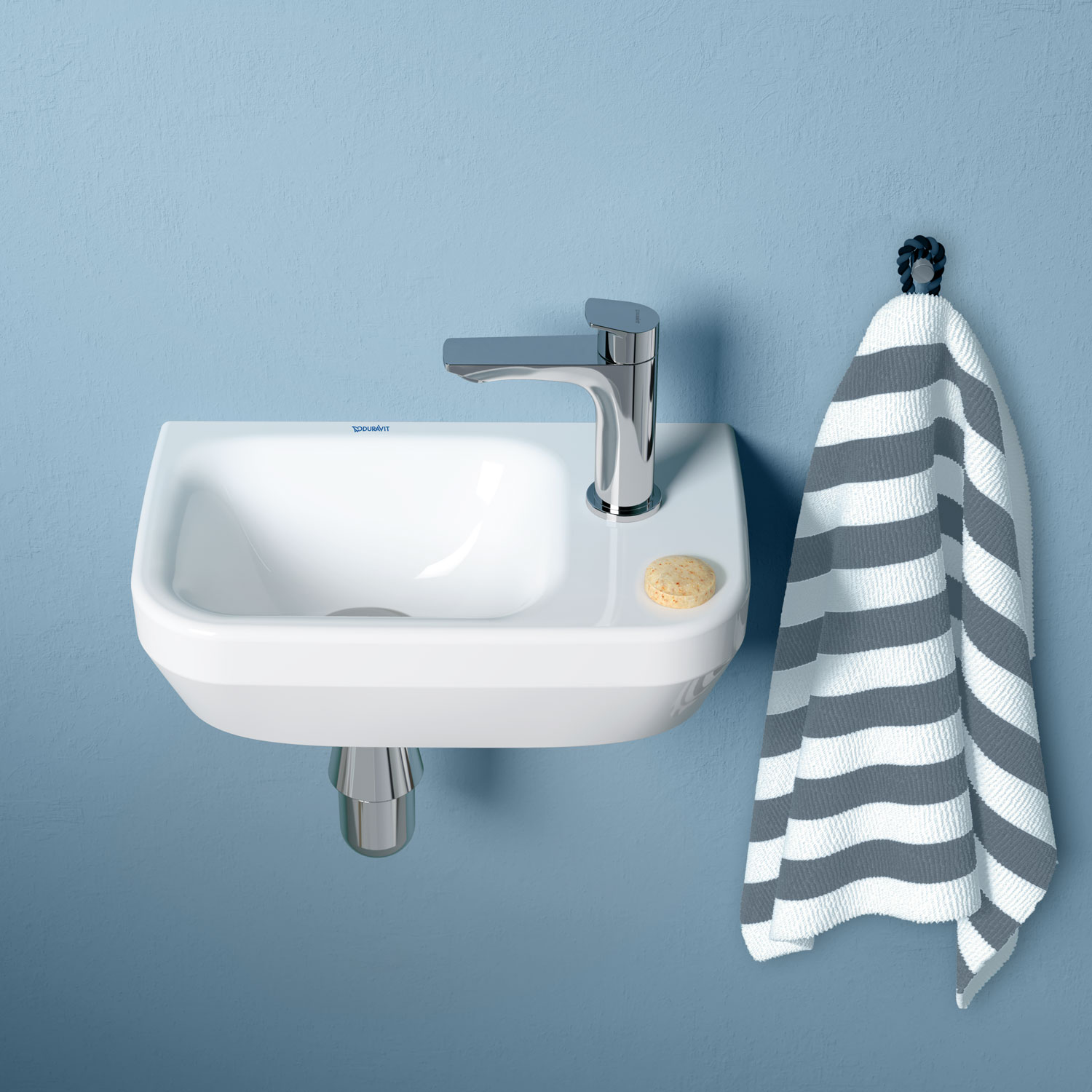 Duravit No.1 pillar tap on handrinse basin
