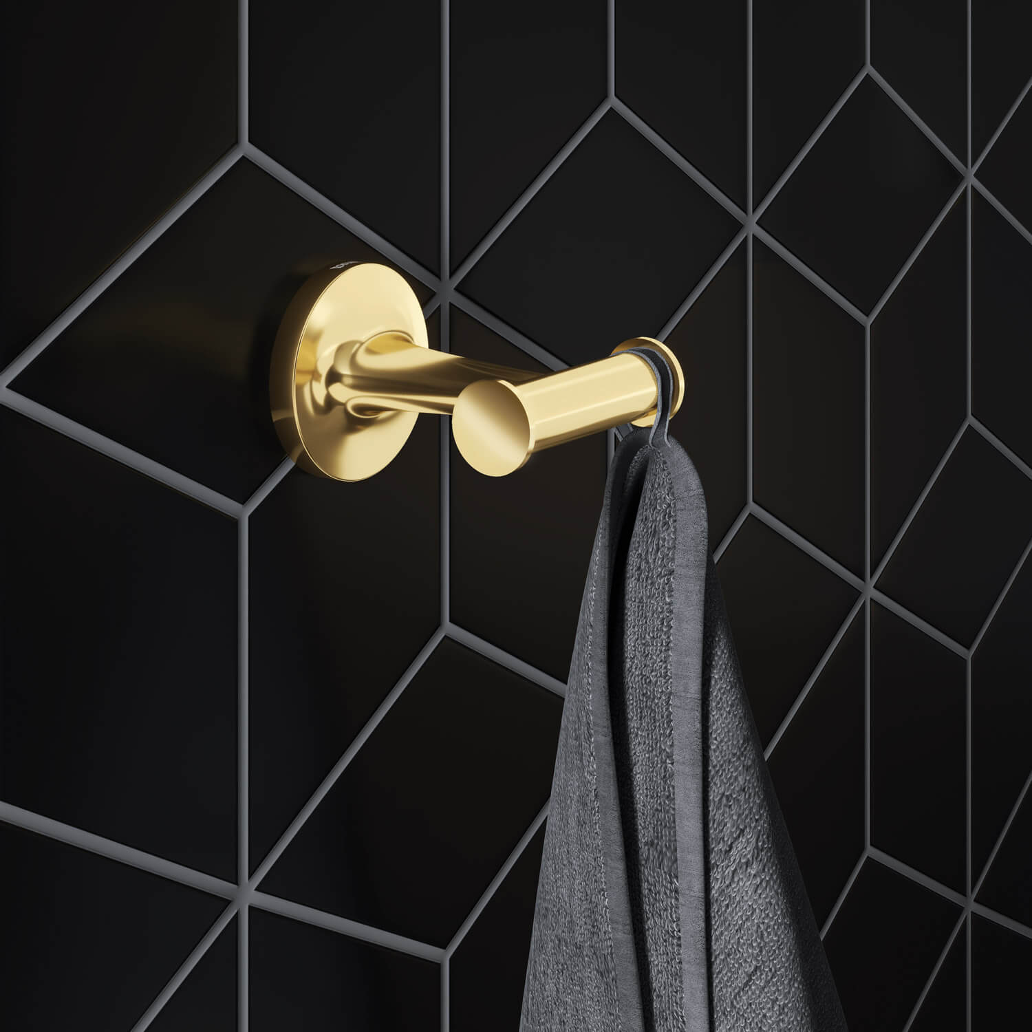 Starck T towel hook in polished gold 
