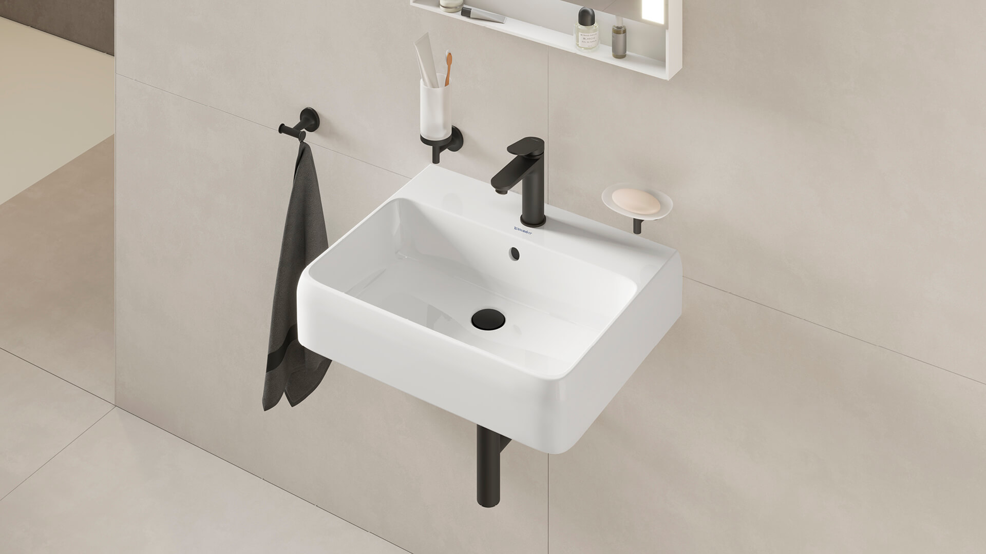 Handrinse basin with Wave faucet in black matt
