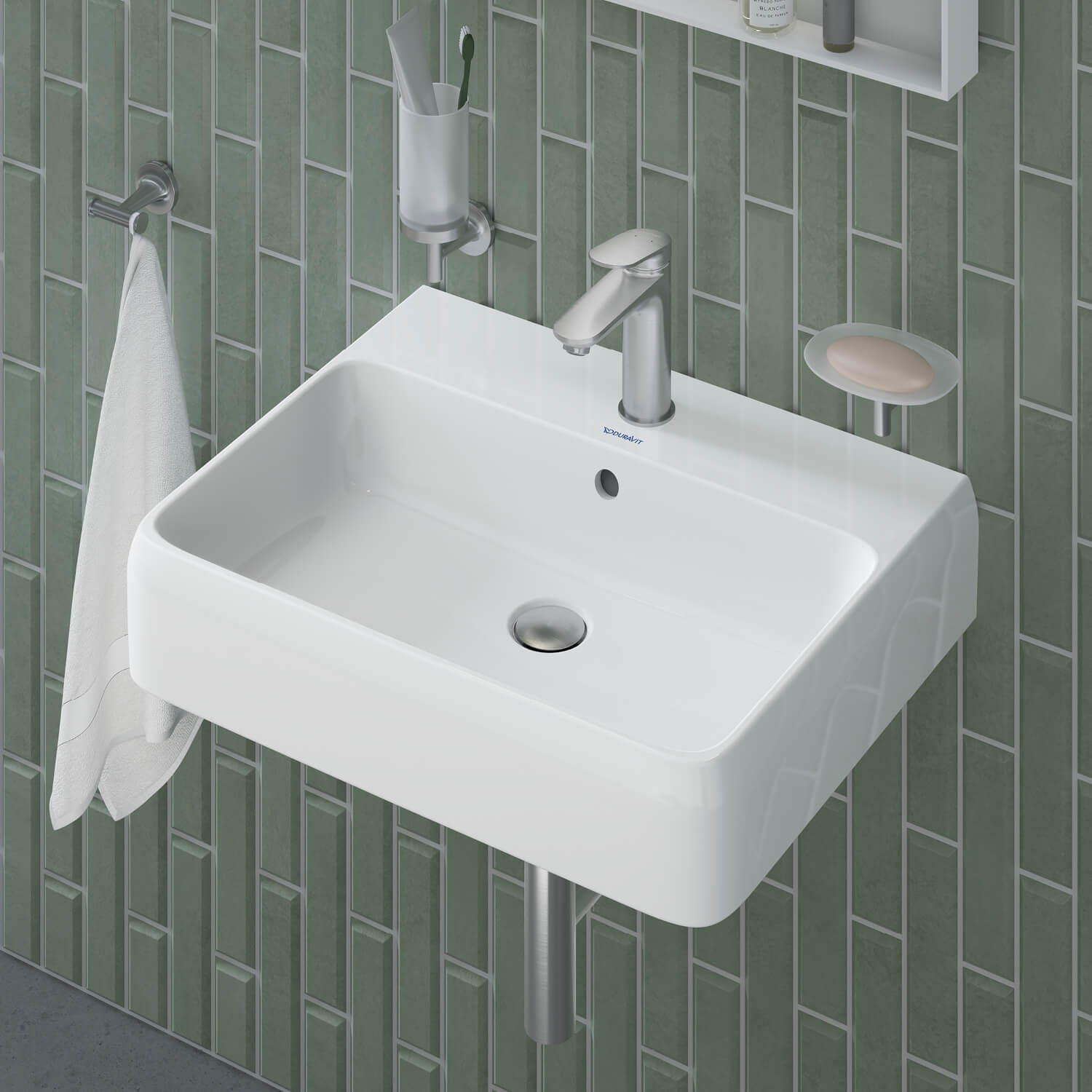 Sink area accessoires in brushed stainless steel
