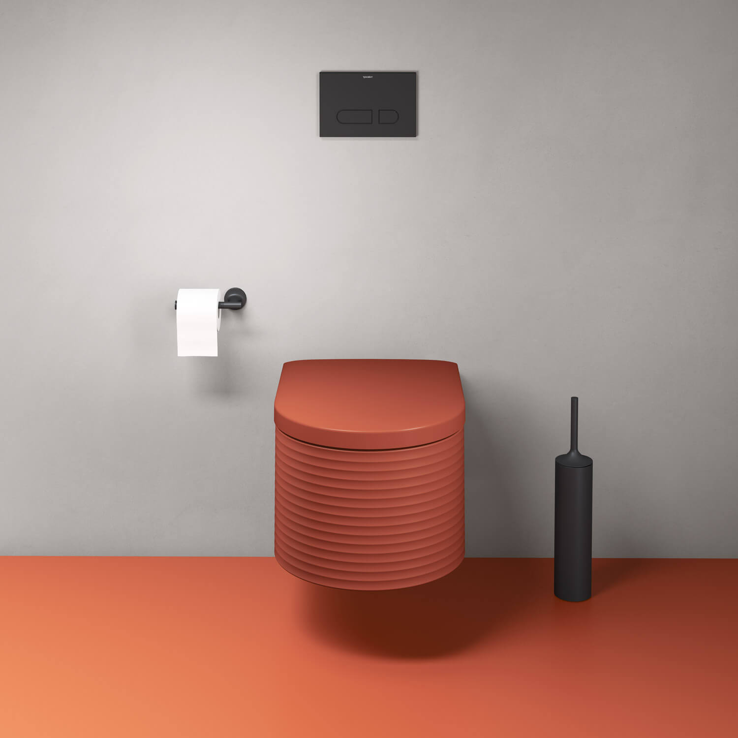 Millio WC in Cinnamon Matt and grooved from the front
