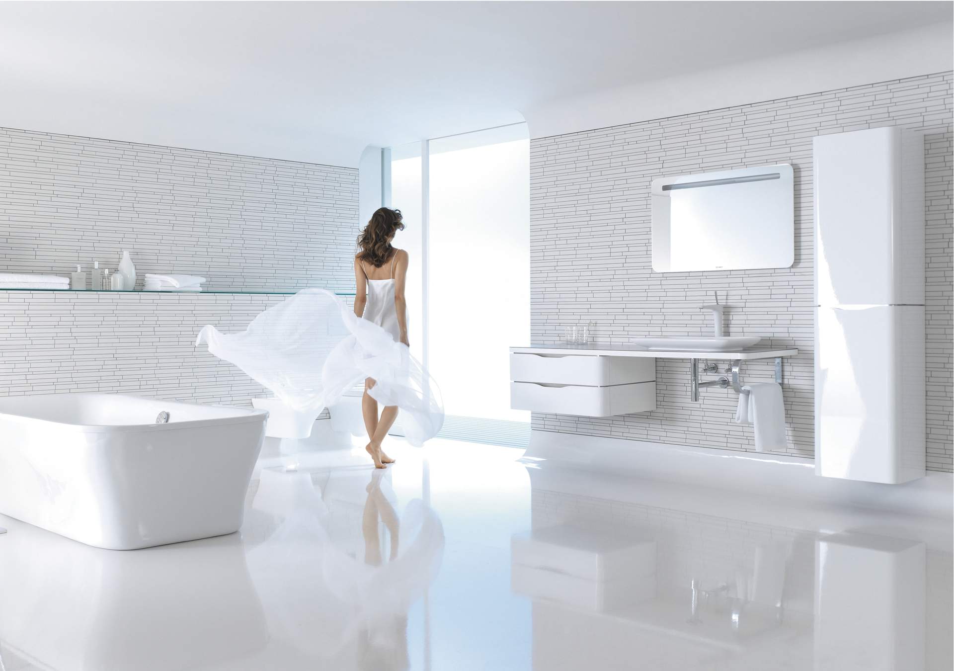 Barrier-free bathroom with height toilet
