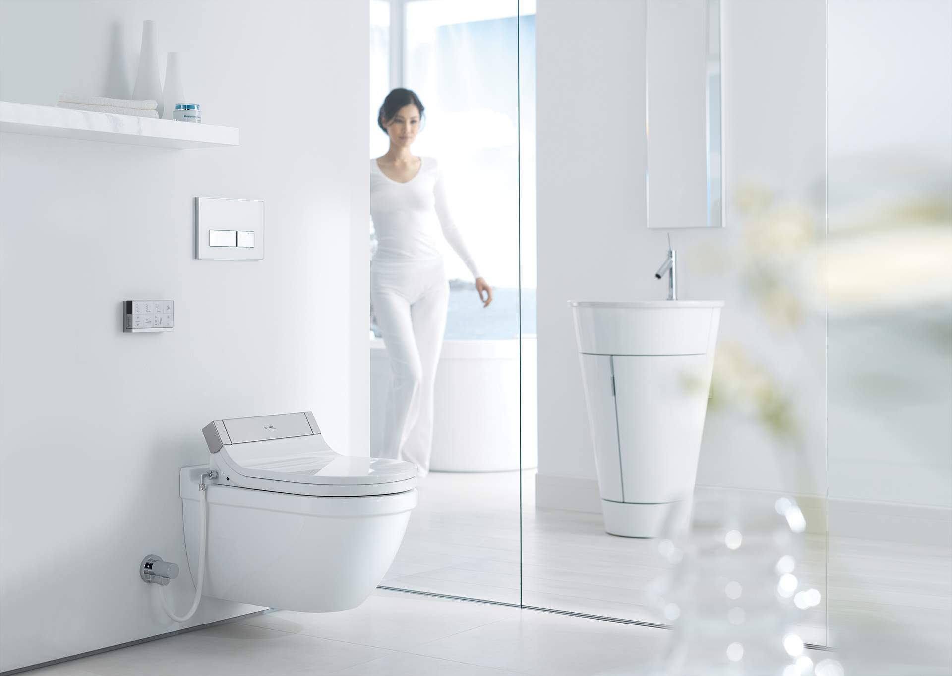 Barrier-free bathroom with height toilet
