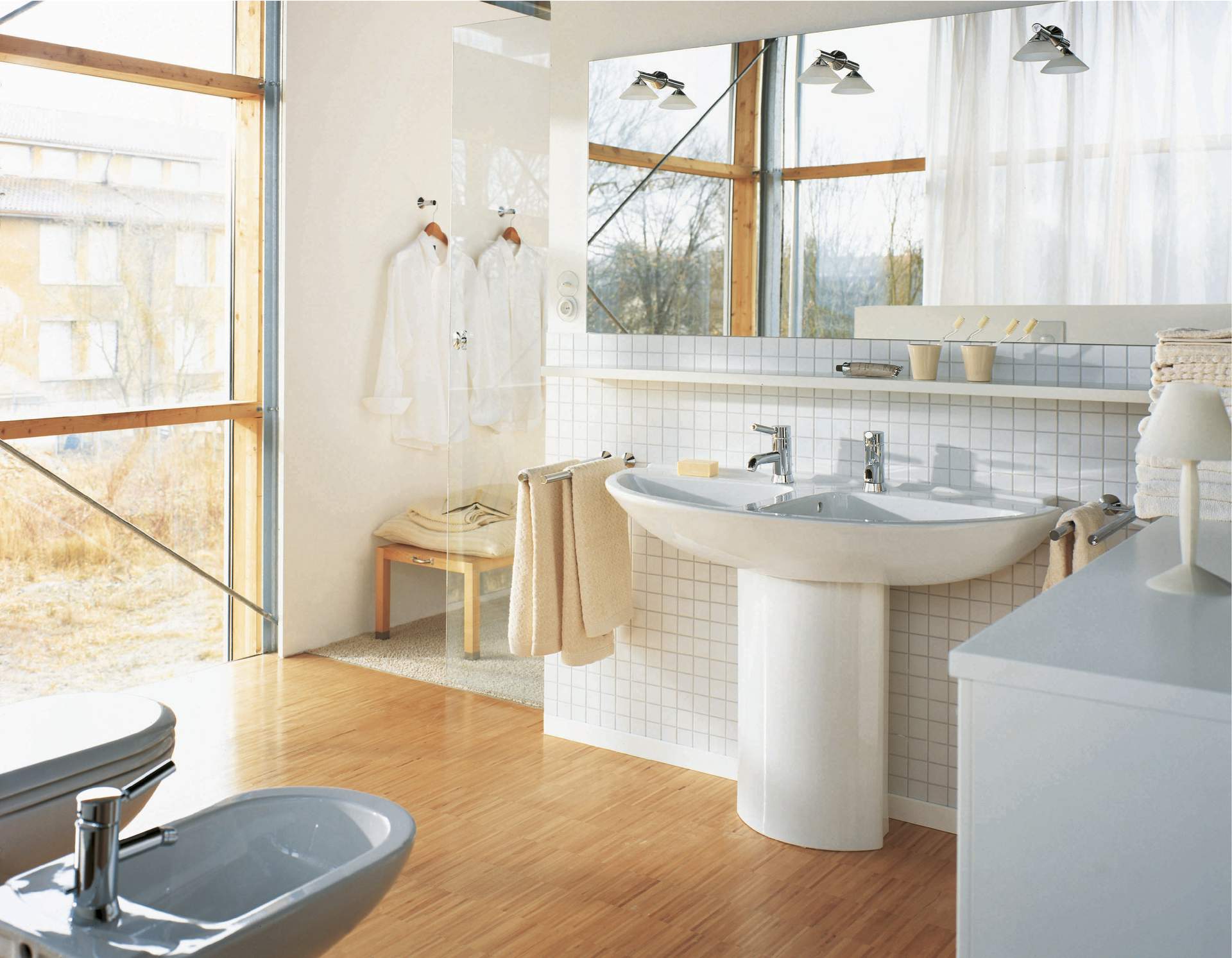 Barrier-free bathroom with height toilet
